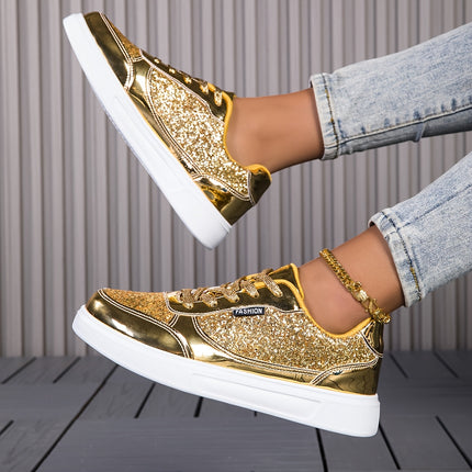 UNICORN Ladies Glittery Road Running Shoes Golden and Silvery Sparkling