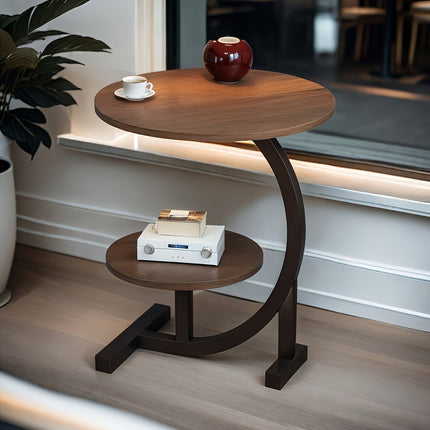 UNICORN Double-Layer Coffee Table, Sofa Side Coffee Table White Black Brown
