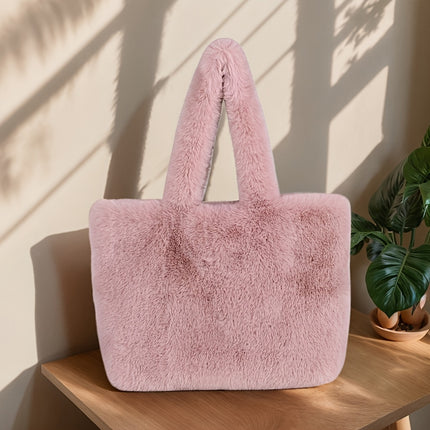 UNICORN Fashion Womens Large Capacity Faux Fur Handbag with Makeup Pouch