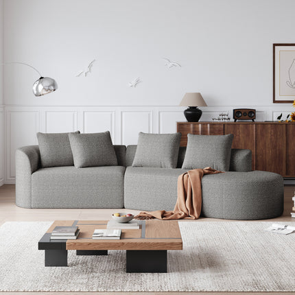 UNICORN Chenille sofa Modern, upholstered, oversized corner sofa, 4-seater, extra deep and wide seating, curved cloud couch with 4 decorative cushions, freely combinable sofa for living room and bedroom