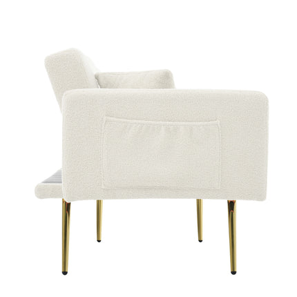 UNICORN Modern minimalist sofa bed size: 175*64*72 cm angle adjustable gold bed legs sofa with cushions side storage pockets