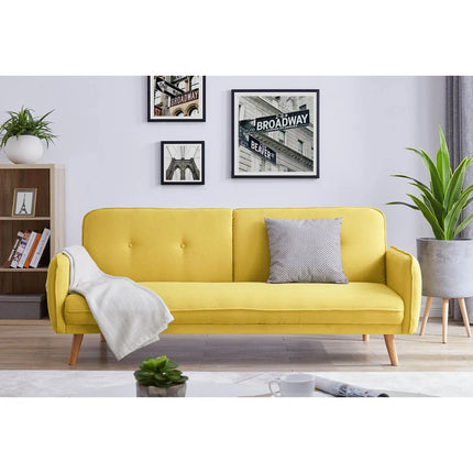 UNICORN Sofa bed structured fabric fine yellow blue length 85cm height 80cm width 188cm