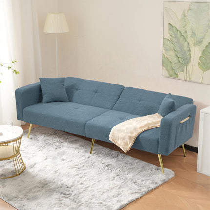 UNICORN Modern minimalist sofa bed size: 175*64*72 cm angle adjustable gold bed legs sofa with cushions side storage pockets