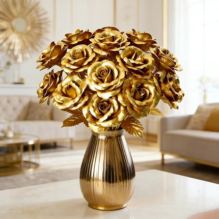 UNICORN 14pcs Artificial Golden Roses Valentine'S Day Gifts