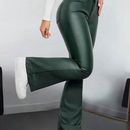 UNICORN Women Army Green Casual High-Waist Stretch Flared Pants s m l xl xxl