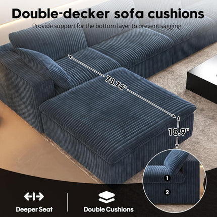 UNICORN Oversized Modern Sofa with 2 Ottomans and 2 Middle Seats