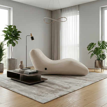 UNICORN Luxury High-End Beige L-Shaped Inflatable Sofa with Skin-Friendly Flocking