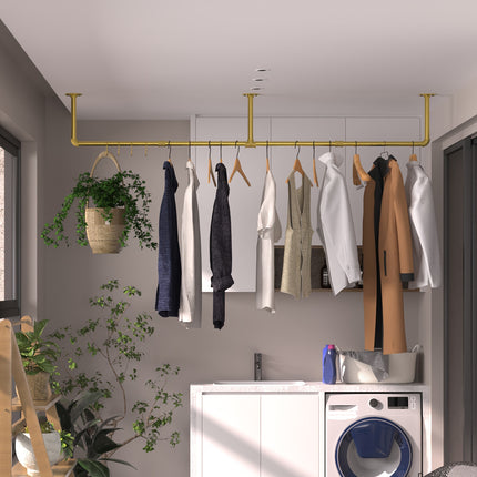 UNICORN Wall Mounted Clothes Rack Golden Black 180cm Pipe Clothes Rack