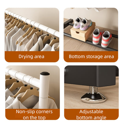 UNICORN Declaration Modern Double Tier Clothing Rack with Wheels golden black white