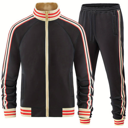 UNICORN Autumn Webbing Stripe Set, Stand Collar Zippered Sweatshirt s m l xl xxl xxxl