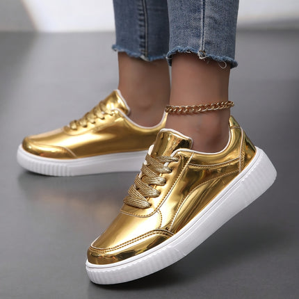 UNICORN Womens Glossy Sneakers Upper & Cushioned Sole Lightweight Solid Color