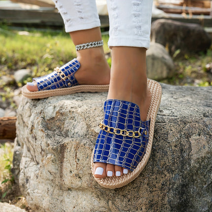 UNICORN Women'S Stylish Casual Slip-On Sandals with Chunky Soles Chain Shoes