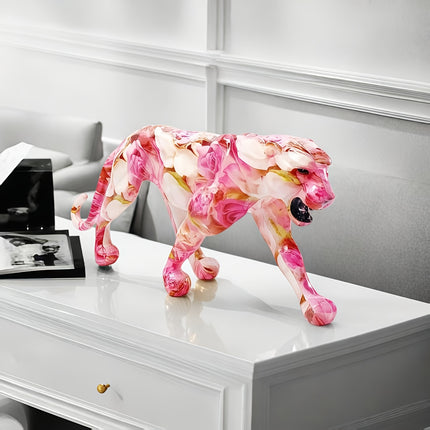 UNICORN High-End Pink Patterned Cheetah Statue Rose