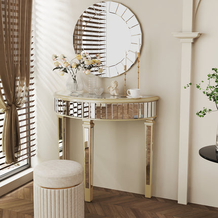 UNICORN Mirrored Console Table Circle Table With 3 Leg Desk Beveled Glass Mirror