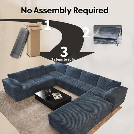 UNICORN Oversized Modern Sofa with 2 Ottomans and 2 Middle Seats
