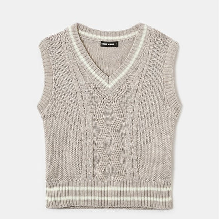 UNICORN Women's knitted sweater crop top sleeveless blue gray cream white xs s m l