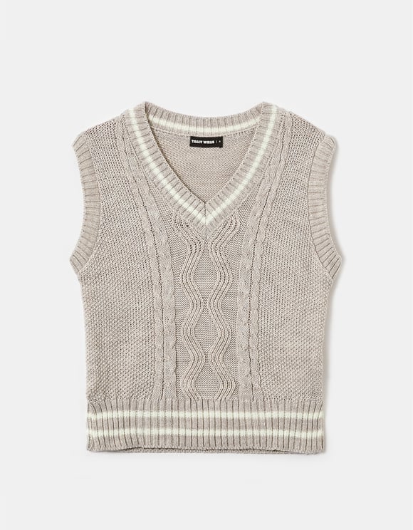 UNICORN Women's knitted sweater crop top sleeveless blue gray cream white xs s m l