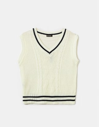 UNICORN Women's knitted sweater crop top sleeveless blue gray cream white xs s m l