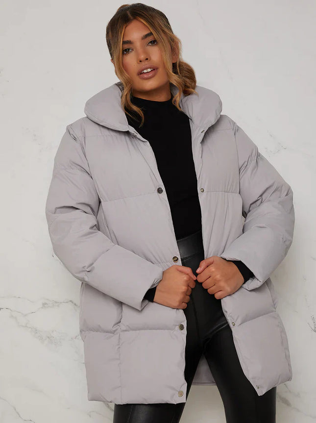 Dames winterjas grijs s m l xl xxl