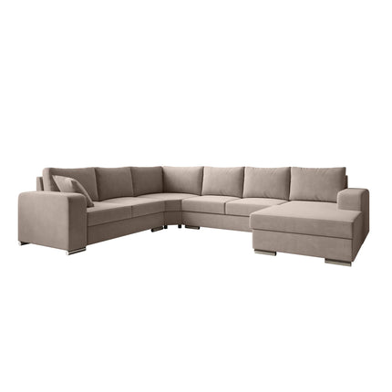 UNICORN Corner sofa 5-seater with chaise longue Fabric beige gray Width 335 cm Height 56 cm Depth 266 cm