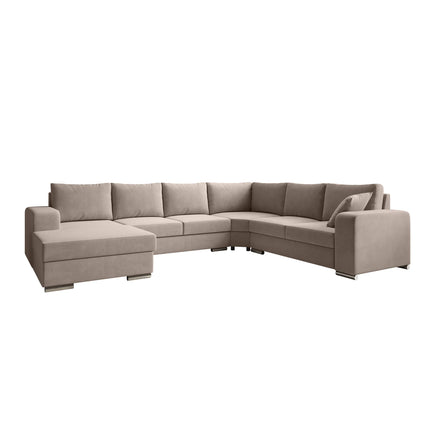 UNICORN Corner sofa 5-seater with chaise longue Fabric beige gray Width 335 cm Height 56 cm Depth 266 cm