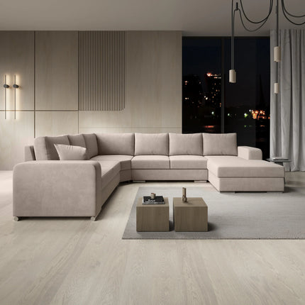 UNICORN Corner sofa 5-seater with chaise longue Fabric beige gray