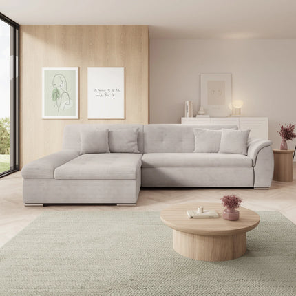 UNICORN Hoekbank 3-zits met chaise longue Ribstof beige Width 286 cm Height 80 cm Depth 170 cm
