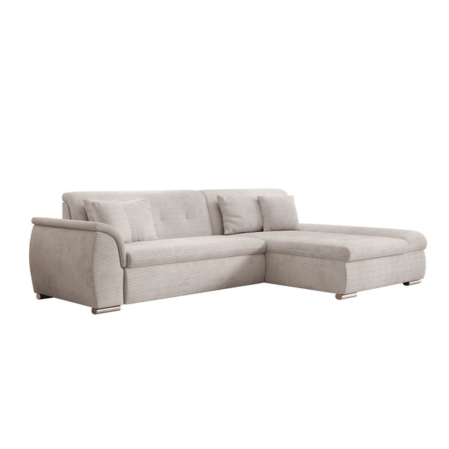 UNICORN Hoekbank 3-zits met chaise longue Ribstof beige Width 286 cm Height 80 cm Depth 170 cm