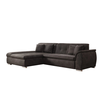 UNICORN Corner sofa 3-seater with chaise longue Velvet black Width 286 cm Height 80 cm Depth 170 cm
