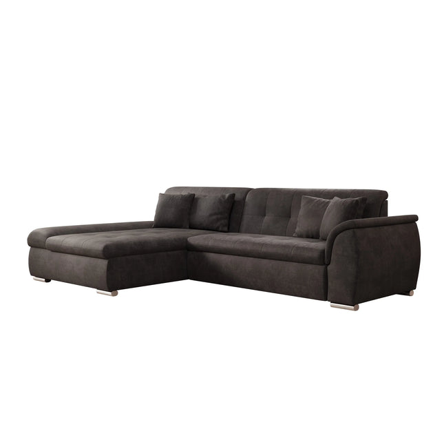 UNICORN Corner sofa 3-seater with chaise longue Velvet black Width 286 cm Height 80 cm Depth 170 cm