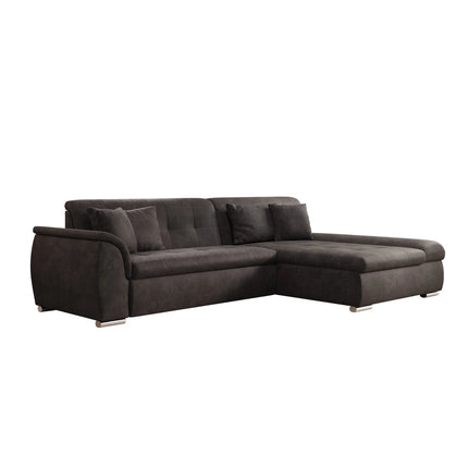 UNICORN Corner sofa 3-seater with chaise longue Velvet black Width 286 cm Height 80 cm Depth 170 cm