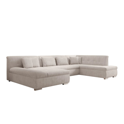 UNICORN 5-seater corner sofa with chaise longue ribbed fabric beige black