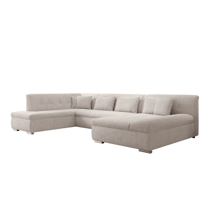 UNICORN 5-seater corner sofa with chaise longue ribbed fabric beige black