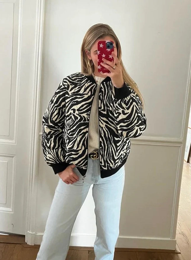 Dames jas zebra zwart wit xs s m l xl
