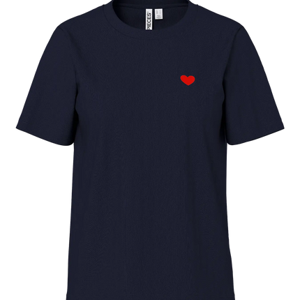 Mila heart tee sky captain red