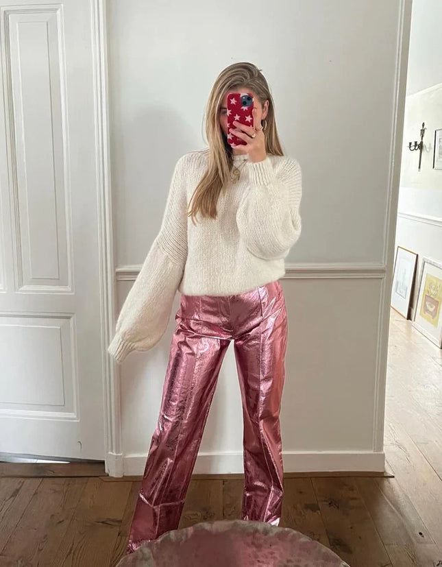 UNICORN Women's trousers metallic pink m s