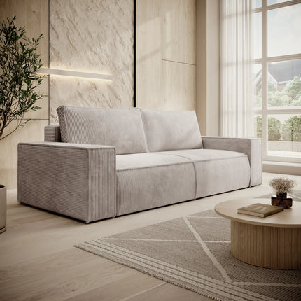 UNICORN 3-seater sofa Ribbed fabric beige Width 257 cm Height 85 cm Depth 102 cm