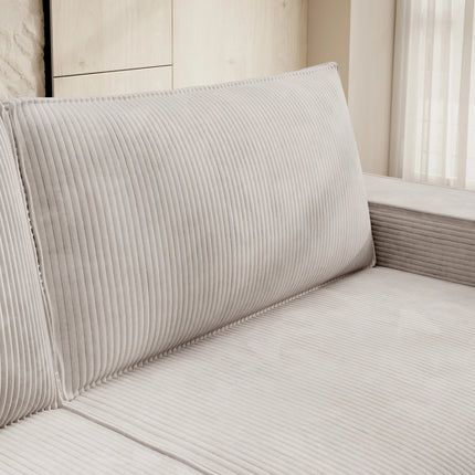 UNICORN 3-seater sofa Ribbed fabric beige Width 257 cm Height 85 cm Depth 102 cm
