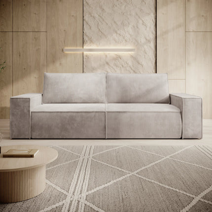 UNICORN 3-seater sofa Ribbed fabric beige Width 257 cm Height 85 cm Depth 102 cm