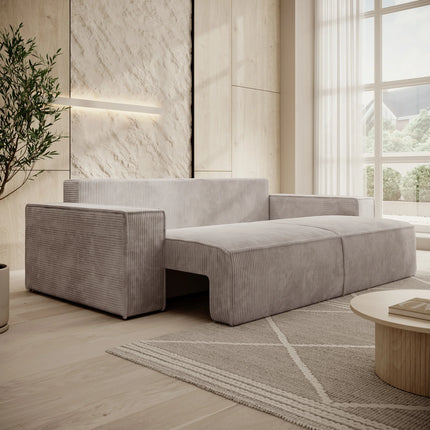 UNICORN 3-seater sofa Ribbed fabric beige Width 257 cm Height 85 cm Depth 102 cm