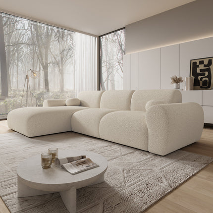 UNICORN 4-seater corner sofa with chaise longue Teddy fabric beige