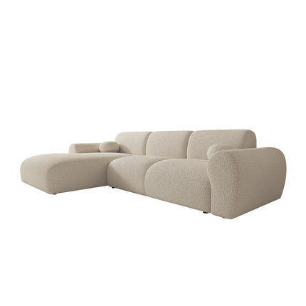 UNICORN Corner sofa 4-seater with chaise longue Teddy fabric beige