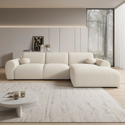 UNICORN Corner sofa 4-seater with chaise longue Teddy fabric beige Width 300 cm Height 75 cm Depth 177 cm Seat height 42 cm Seat depth 64 cm