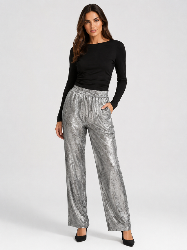 UNICORN Women's pants metallic silver s m l xl