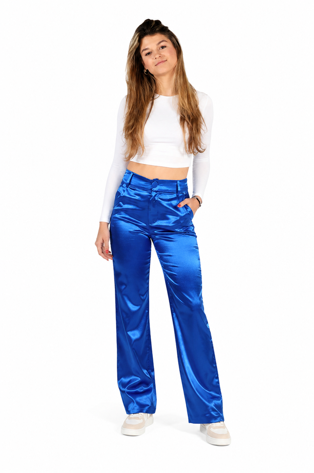 UNICORN Women's pants shine blue velvet s m l