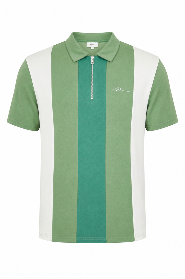 UNICORN Men's Interlock Slim Fit Color Block Polo With Short Zip s m l xl