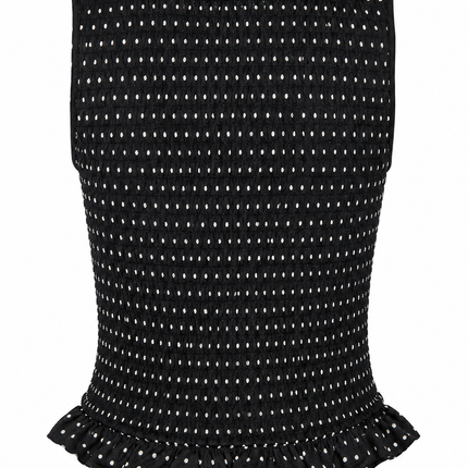 UNICORN Black smock top with white polka dots trendy women's top with ruffles xs s m l xl