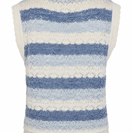 UNICORN Women's Knitted Top Blue-White | Sleeveless Spencer with Striped Pattern xs s m l xl