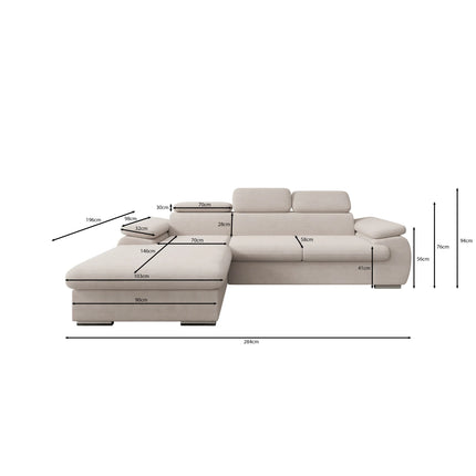 UNICORN Hoekbank 3-zits met chaise longue Ribstof beige brown grey