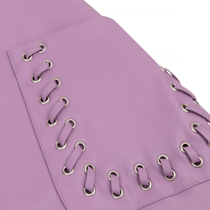 UNICORN lilac leather look mini skirt with lace-up details trendy & edgy xs s m l xl